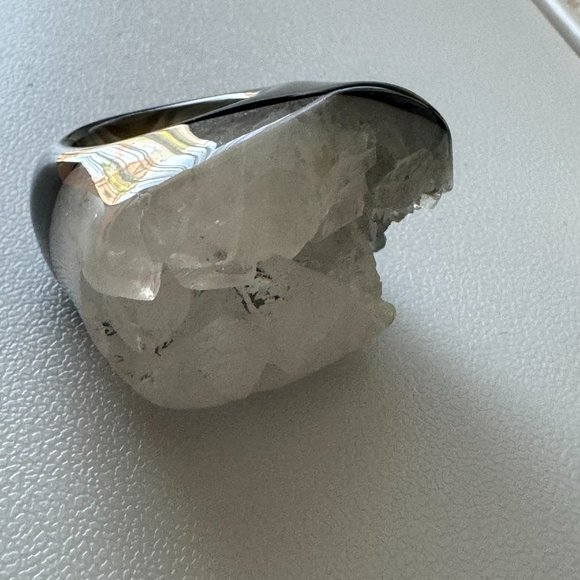 Natural Quartz Ring, White & Brown | Size 6.5 | NWT - Picture 5 of 7